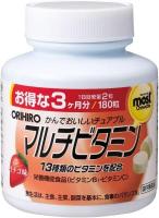 ORIHIRO Мультивитамины со вкусом клубники курс 90 дней Жевательные таблетки 180 шт
